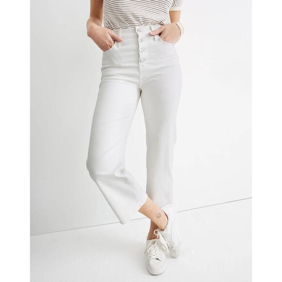 Madewell Slim Wide-Leg Crop Jeans in Pure High Rise Button-Front Edition Size 32 - Picture 4 of 14
